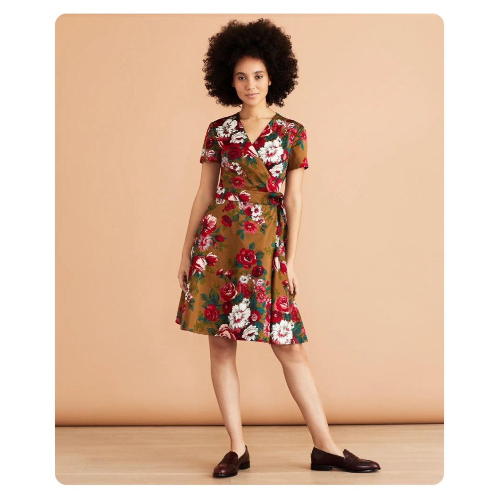 ★ Brooks Brothers Floral-Print Cotton Sateen Wrap Dress - Multicolored ★